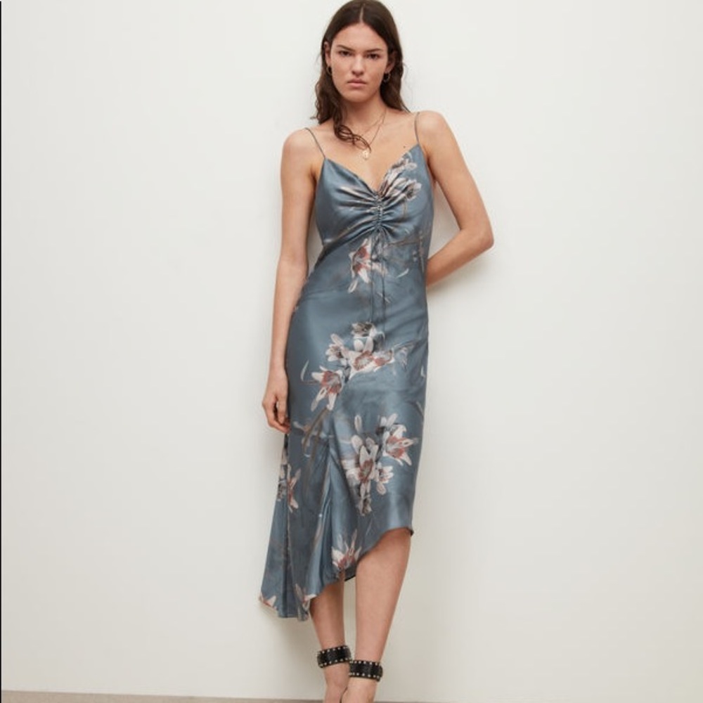 Allsaints Floral Silk Blend Dress